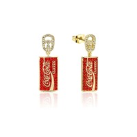 Coca Cola Couture Kingdom - Classic Can Crystal Drop Earrings Yellow Gold