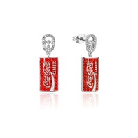 Coca Cola Couture Kingdom - Classic Can Crystal Drop Earrings White Gold