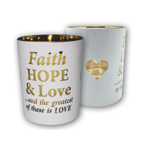 Candle Holder With Tealight - Faith Hope & Love