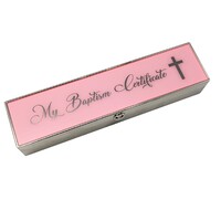Baptism Certificate Box - Pink