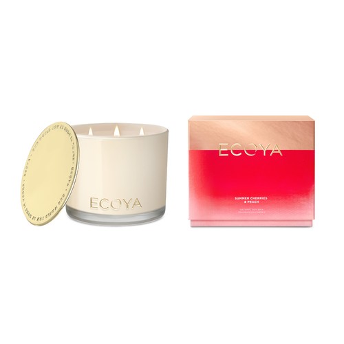 Ecoya Christmas Edition Grand Madison Jar Candle - Summer Cherries & Peach