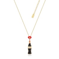 Coca Cola Couture Kingdom - Coke Bottle and Glitter Lips Necklace Yellow Gold