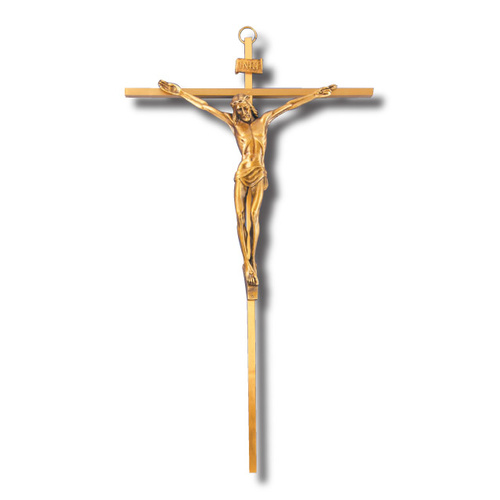 Wall Crucifix - 49cm x 28cm - Metal & Brass Finish