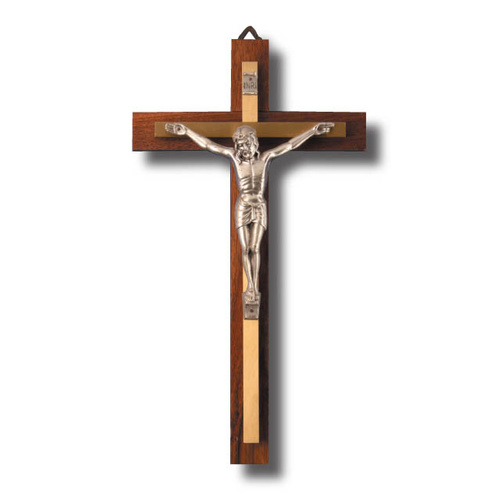 Wall Crucifix - 27cm x 14cm - Metal & Wood Finish