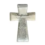 Glass Cut Standing Cross - Footprints