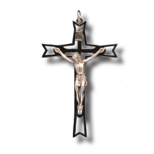 Wall Crucifix - 13cm Silver Metal
