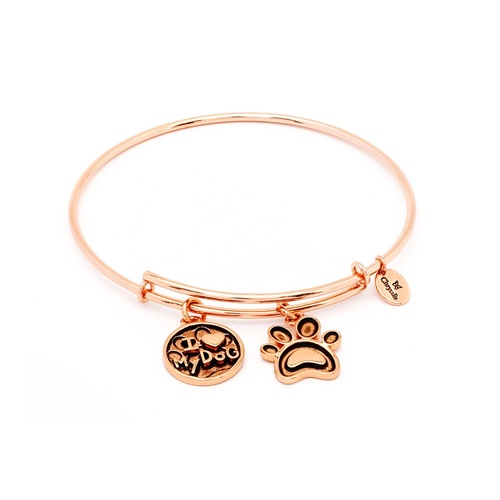 Chrysalis Friend & Family Collection - I Love My Dog Expandable Bangle Rose Gold