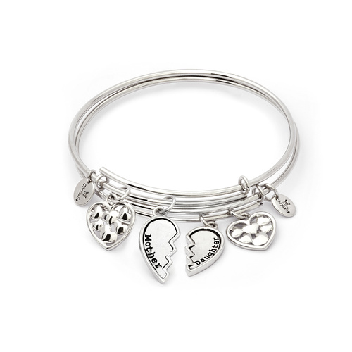 Chrysalis Two of a Kind Collection - Boundless Love Mother and Daughter Expandable Bangles Rhodium