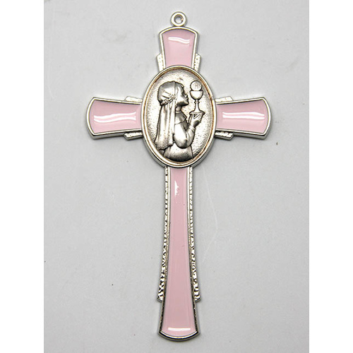 Holy Communion Enamel Cross - Pink