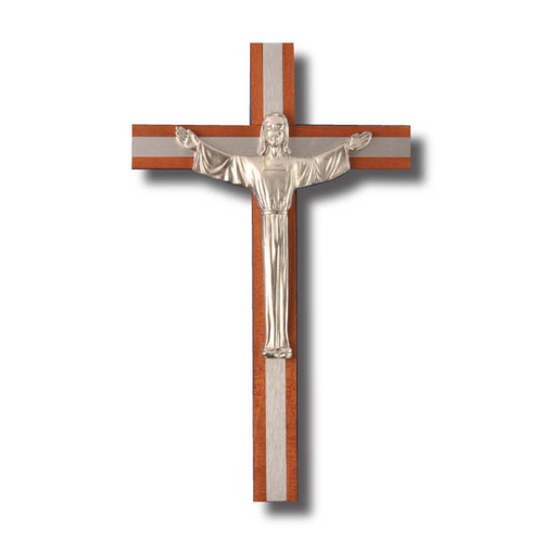 Wall Crucifix Risen Christ - 30cm x 18.5cm - Wood & Metal Finish