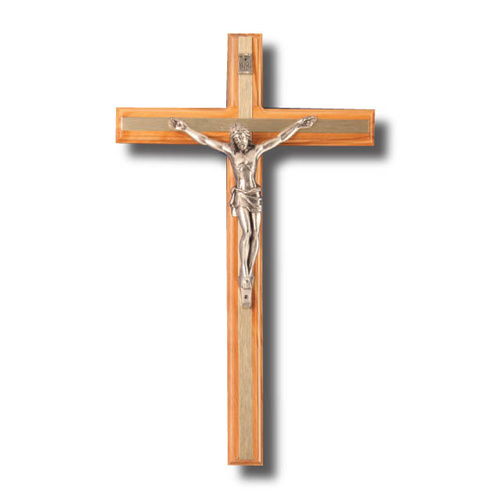 Wall Crucifix - 30cm x 18cm Olive Wood & Metal