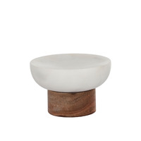 Elemental Bathroom - Moto Marble & Wood Footed Soap Dish