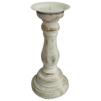 Coast To Coast Home - Candle Holder Esther White Wash Wood 13X28cm