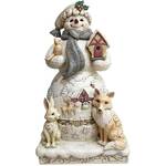 DAMAGED BOX - Jim Shore Heartwood Creek White Woodland - Snowman with Animals