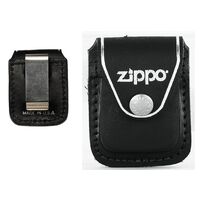 DAMAGED BOX - Zippo Pouch - Black Leather with Clip