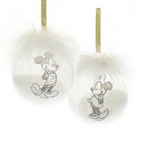 DAMAGED BOX - Disney Christmas By Widdop And Co Bauble - Feather Glass Mickey & Minnie