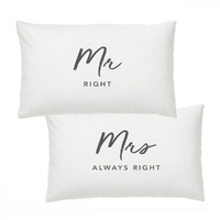 DAMAGED BOX - Wedding Mr Right & Mrs Always Right Pillow Case Set by Splosh