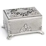 DAMAGED BOX - Whitehill Giftware - Silver Plated Musical Jewellery Box with Stones