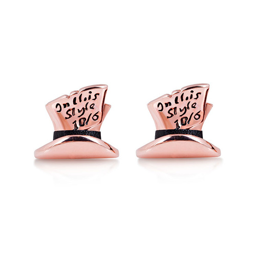 Disney Couture Kingdom - Alice In Wonderland - Mad Hatter Stud Earrings Rose Gold