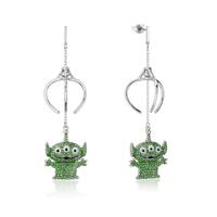 Disney Couture Kingdom - Toy Story - Alien Crystal Claw Drop Earrings White Gold