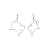 Disney Couture Kingdom - Winnie the Pooh - Outline Drop Earrings White Gold