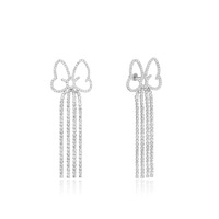 Disney Couture Kingdom - D100 - Minnie Mouse Crystal Bow Drop Earrings White Gold