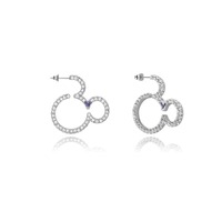 Disney Couture Kingdom - D100 - Mickey Mouse Crystal Hoop Earrings White Gold