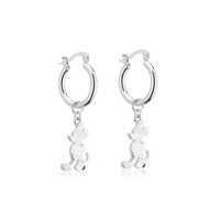 Disney Couture Kingdom - D100 - Mickey Mouse Charm Hoop Earrings White Gold