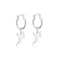 Disney Couture Kingdom - D100 - Tinker Bell Charm Hoop Earrings White Gold