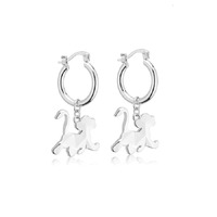 Disney Couture Kingdom - D100 - Simba Charm Hoop Earrings White Gold