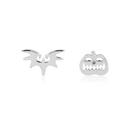 Disney Couture Kingdom - Nightmare Before Christmas - Pumpkin & Bat Mix-Match Stud Earrings White Gold