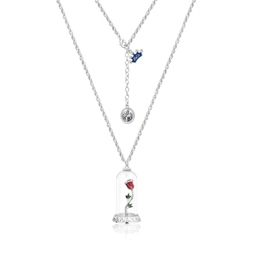Disney Couture - Beauty and the Beast - Enchanted Rose Necklace White Gold