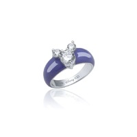 Disney Couture Kingdom - D100 - Mickey Mouse CZ Purple Enamel Ring Size 7 White Gold