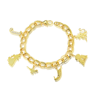 Disney Couture Kingdom - Aladdin - Princess Jasmine Charm Bracelet Yellow Gold