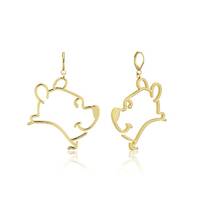 Disney Couture Kingdom - Winnie the Pooh - Outline Drop Earrings Yellow Gold