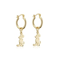Disney Couture Kingdom - D100 - Mickey Mouse Charm Hoop Earrings Yellow Gold