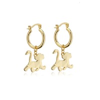 Disney Couture Kingdom - D100 - Simba Charm Hoop Earrings Yellow Gold