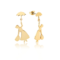 Disney Couture Kingdom - Mary Poppins - Flying Umbrella Drop Earrings Yellow Gold