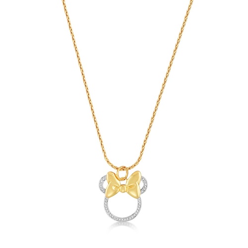 Disney Couture Kingdom - Minnie Mouse - Crystal with Bow Necklace Yellow Gold