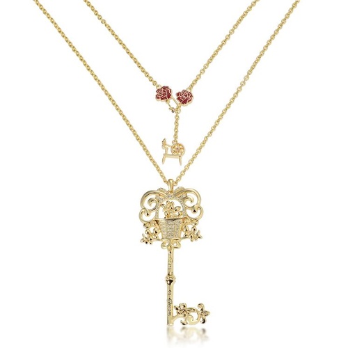 Disney Couture Kingdom - Sleeping Beauty - Princess Aurora Key Necklace Yellow Gold