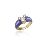 Disney Couture Kingdom - D100 - Mickey Mouse CZ Purple Enamel Ring Size 7 Yellow Gold