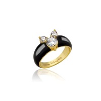 Disney Couture Kingdom - D100 - Mickey Mouse CZ Black Enamel Ring Size 7 Yellow Gold