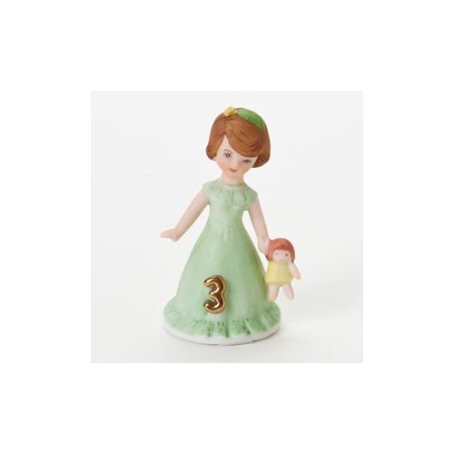 Growing Up Girls - Brunette Age 3 Cake Topper