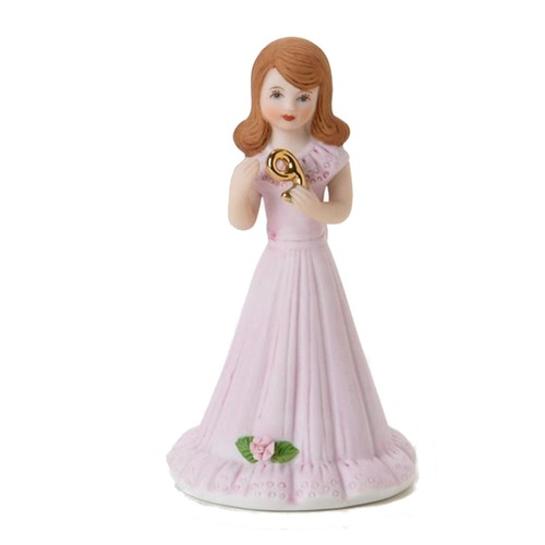 Growing Up Girls - Brunette Age 9 Cake Topper