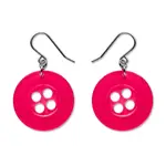 Erstwilder Arts & Crafts - Button Drop Earrings - Pink