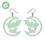 Erstwilder - Midnight Mischief - Moon & Bats Drop Earrings - Glow in the Dark