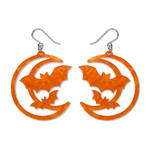 Erstwilder - Midnight Mischief - Moon & Bats Drop Earrings - Orange