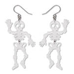 Erstwilder - Midnight Mischief - Dancing Skeletons Drop Earrings - White