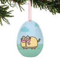 Pusheen The Cat Hanging Tin Egg Ornament - Rainy Day