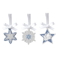 Wedgwood Charms Snowflakes & Star Set of 3 Hanging Ornaments